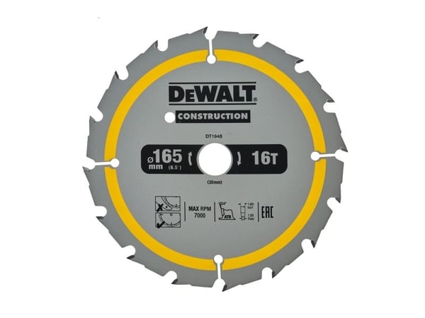 Dewalt pyörösaha 165x20mmx16z - DT1948-QZ - DT1948-QZ