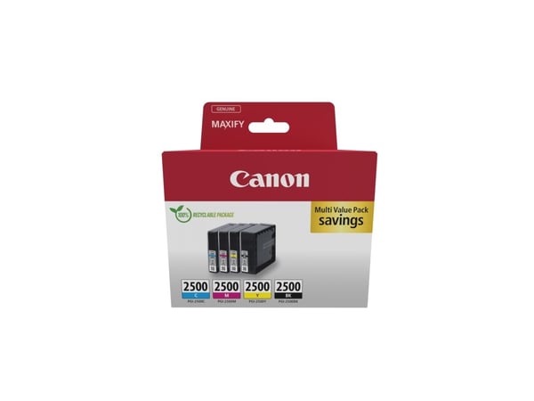 Canon PGI-2500 BK/C/M/Y Multipack - 4 pakker - svart, gul, cyan, magenta - original - blekktank