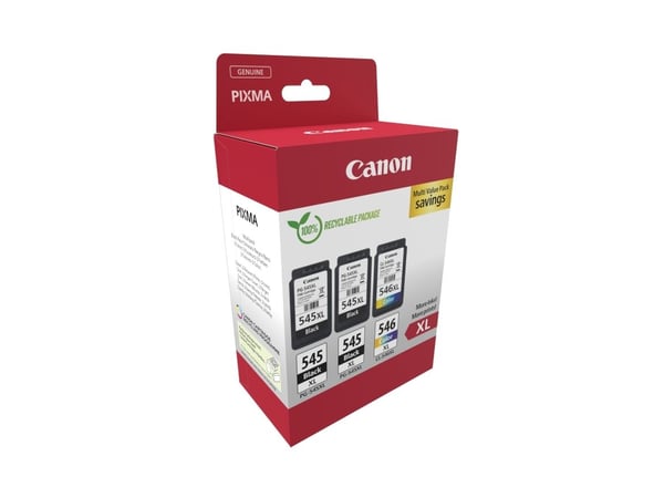 Canon PG-545XL x2 /CL-546XL Multi Pack - 3-pack - Høy ytelse - svart, farge (cyan, magenta, gul) - original - hengeboks - blekkpatron - for PIXMA T...