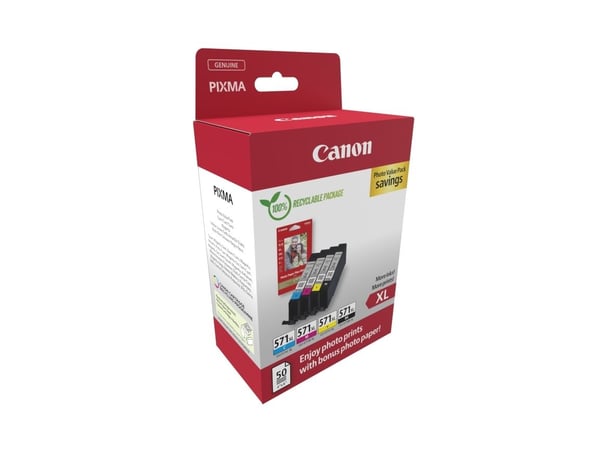 Canon CLI-571 XL C/M/Y/BK Photo Value Pack - 4-pack - 11 ml - Høy ytelse - svart, gul, cyan, magenta - original - hengeboks - blekkbeholder / papir...