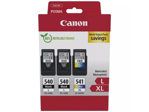 Canon 540L x2/CL-541XL Multipack - 3-pack - Høy ytelse - svart, farge (cyan, magenta, gul) - original - hengeboks - blekkpatron