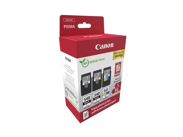Canon PG-540L x2/CL-541XL Photo Paper Value Pack - 2-pack - svart, farge (cyan, magenta, gul) - original - hengeboks - blekkpatron/papirsett - for ...