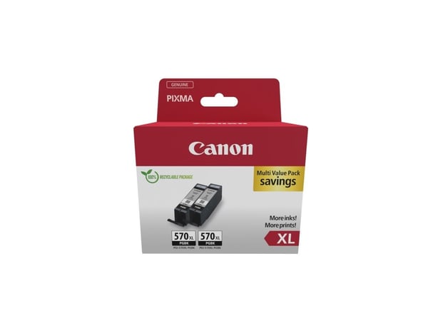 Canon PGI-570PGBK XL Twin Pack - 2-pack - 22 ml - XL - svart - original - blekkbeholder - for PIXMA TS5051, TS5053, TS5055, TS6050, TS6051, TS6052,...