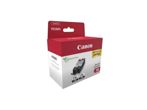 Canon PGI-570PGBK XL Twin Pack - 2-pack - 22 ml - XL - svart - original - blekkbeholder - for PIXMA TS5051, TS5053, TS5055, TS6050, TS6051, TS6052,...