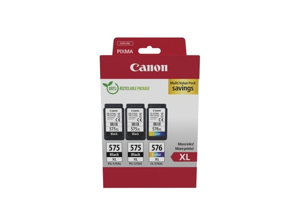 Canon 5437C004, Korkea (XL) värintuotto, musta, Syaani, Magenta, Keltainen, 3 kpl, Value pack