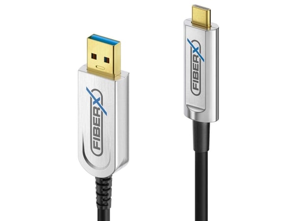 FiberX FX-I630-005, 5 m, USB C, USB A, USB 3.2 Gen 1 (3.1 Gen 1), 10 Gbit/s, Svart, Silver