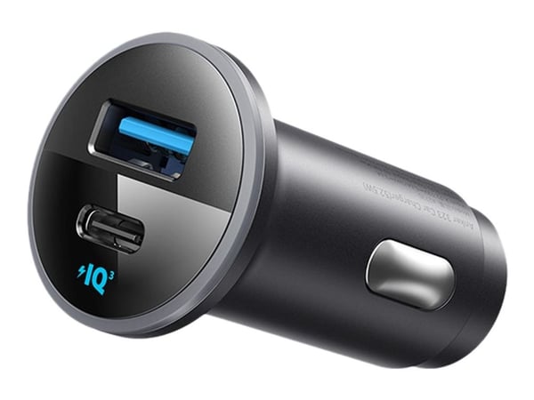 Anker 323 - Bilstrømadapter - 52.5 watt - 3 A - Fast Charge, IQ 3.0 - 2 utgangskontakter (USB, USB-C) - svart