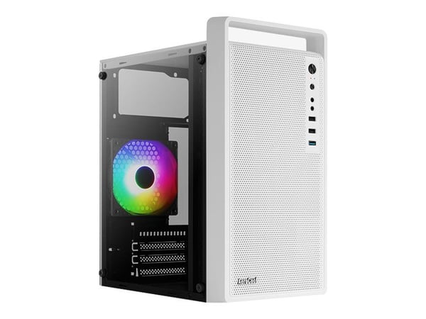 AeroCool PGS C Series CS-109-G-WT-v1 - MT - ATX - genomskinlig sidopanel (härdat glas) - ingen strömförsörjning (ATX) - vit - USB/ljud