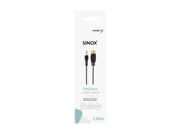 Sinox 5-pin DIN til mini jack kabel. 1m. Sort