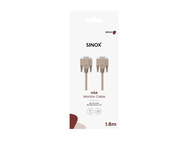 Sinox SOC04132, 1,8 m, VGA (D-Sub), VGA (D-Sub), Hankjønn, Hankjønn, Grå