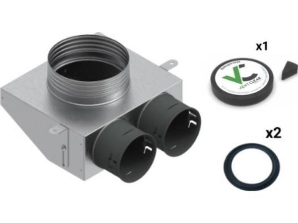 SpiroFlex fordelingsboks 2x75/125 isolert VENT CLEAR sett Spiroflex SX-WS2X75/125SRZ