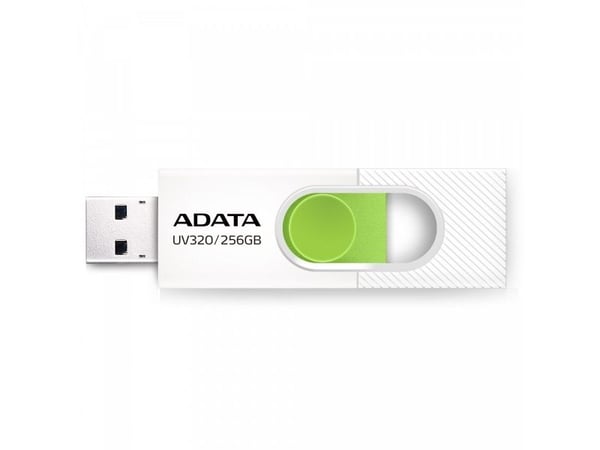 ADATA UV320 - USB-flashstasjon - 256 GB - USB 3.2 Gen 1 - hvit/grønn