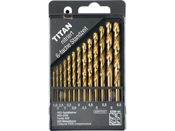 kwb 429844, Drill, Drill bit set, Høyrehåndsrotasjon, Legert stål, Bronse, Støpejern, Kopper, Hard plastik, Ulegert Stål, Titanium-Coated High-Spee...