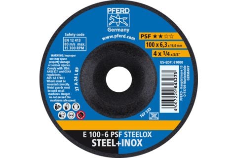 PFERD E 100-6 PSF STEELOX/16,0, Metall, 15300 o/min, 10 cm, 6,3 mm, 10 stk.