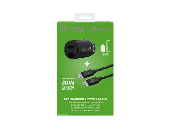 Celly ProPower - Bilstrømadapter - ultra compact - 20 watt - 3 A - PD (USB-C)