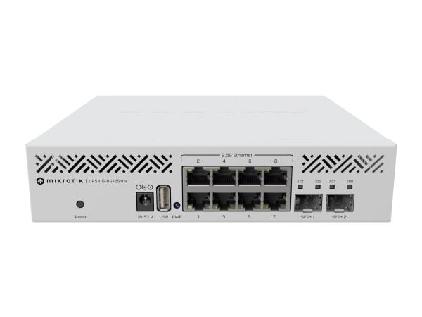 MikroTik CRS310-8G+2S+IN - Switch - L3 - 8 x 2.5GBase-T + 2 x 10 Gigabit SFP+ - stasjonær, rackmonterbar