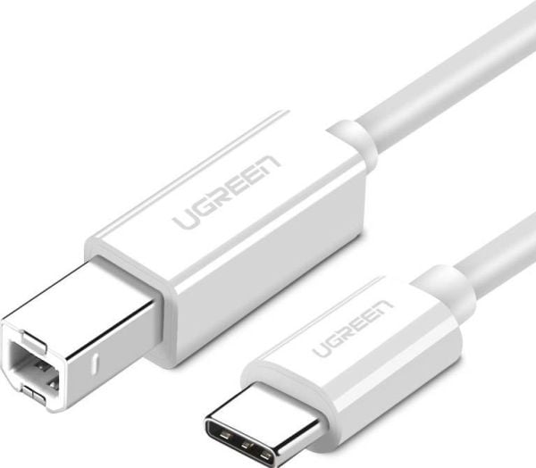 USB 2.0 C-B UGREEN US241 Printer Cable 1.5m (vit)