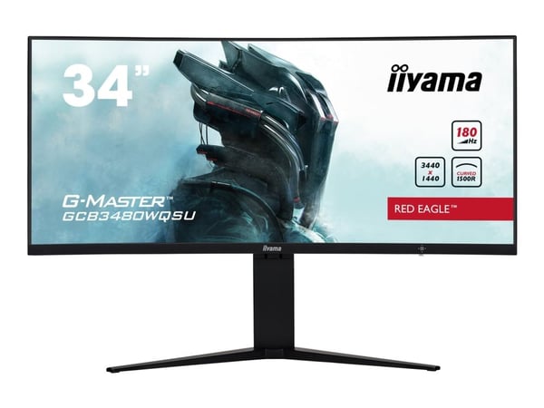 iiyama G-MASTER Red Eagle GCB3480WQSU-B1 - LED-skjerm - kurvet - 34" - 3440 x 1440 UWQHD @ 180 Hz - VA - 420 cd/m² - 4000:1 - 0.4 ms - 2xHDMI, 2xDi...