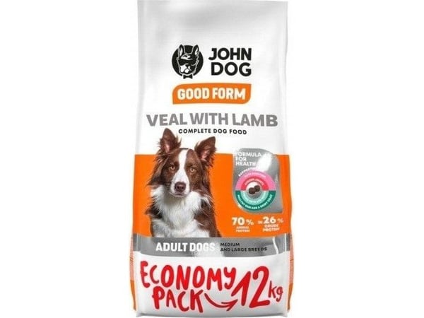 JOHN DOG Good Form Adult Medium and large breeds Veal with lamb - tørfoder til hunde - 12 kg