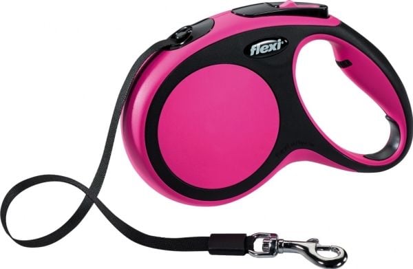 Flexi New Comfort M Tape 5 m, Hund, Tilbaketrekkelig, Rosa, Teip, 25 kg, Monokromatisk