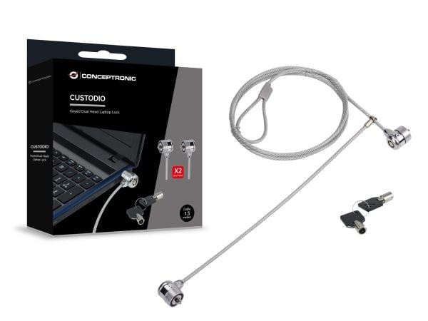 Conceptronic CNBSLOCK15T, 1,5 m, 2 näppäintä, hopea