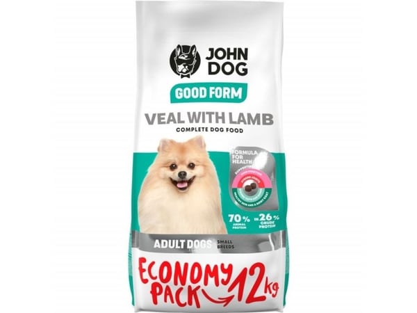 JOHN DOG Good Form Adult Mini Veal with lamb - tørfoder til hunde - 12 kg