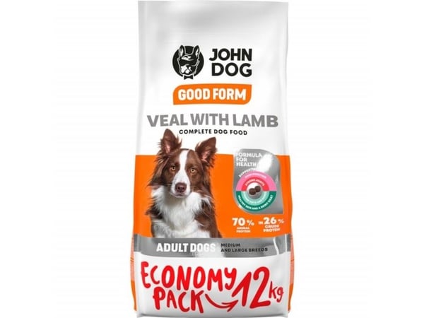 JOHN DOG Good Form Adult Medium and large breeds Veal with lamb - tørfoder til hunde - 12 kg