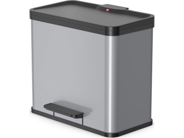 Hailo avfallssortering Øko trio plus L, 3x9 L, sølv i stålplate og plast, soft-close-mekanisme (0633-220)