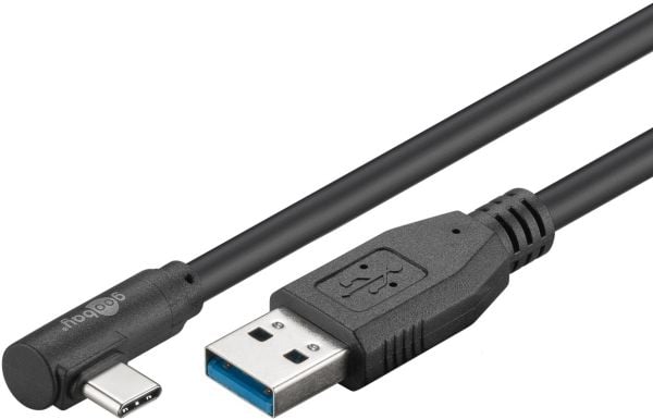 goobay - USB-kabel - USB-type A (hann) til USB-C (hann) vinklet - USB 3.0 - 3 m - rund - svart
