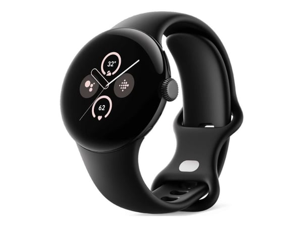 Google Pixel Watch 2 - Mattsvart aluminium - smartklokke med aktivt bånd - fluorelastomer - obsidian - båndbredde: S/L - 32 GB - Bluetooth, Wi-Fi, ...