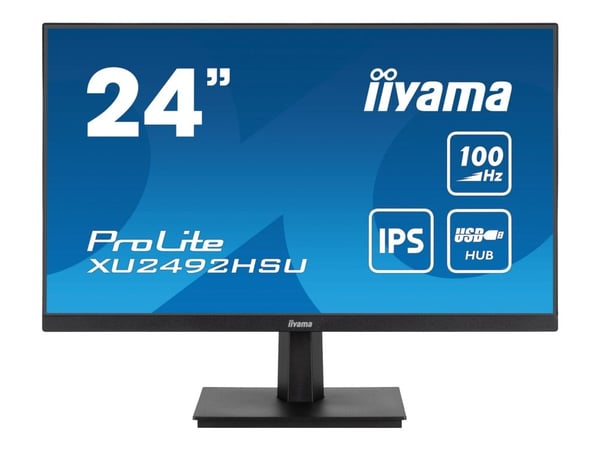 iiyama ProLite XU2492HSU-B6 - LED-skjerm - 24" (23.8" synlig) - 1920 x 1080 Full HD (1080p) @ 100 Hz - IPS - 250 cd/m² - 1300:1 - 0.4 ms - HDMI, Di...