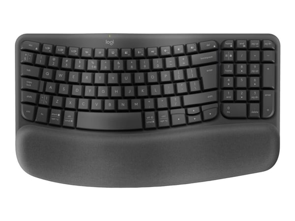 Logitech Ergo Series Wave Keys for Business - Tastatur - trådløs - 2.4 GHz, Bluetooth 5.1 LE - QWERTY - US International - grafitt