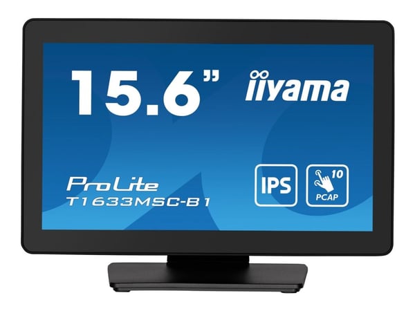 iiyama ProLite T1633MSC-B1 - LED-skjerm - 15.6" - berøringsskjerm - 1920 x 1080 Full HD (1080p) @ 60 Hz - IPS - 450 cd/m² - 1000:1 - 5 ms - HDMI, D...