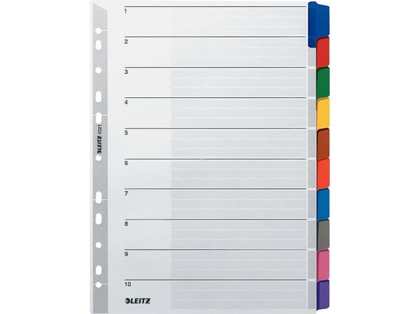 LEITZ mylar papp-register, blank, A4, 5-delt, grå fargede faner, 160 g/m², med skrivebart forsideark, faner (4320-00-00)