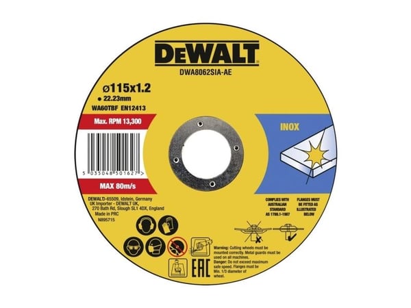 DeWALT DWA8062SIA-AE, Klippskiva, 11,5 cm, DeWALT, 2,22 cm, 1,2 mm, Gul