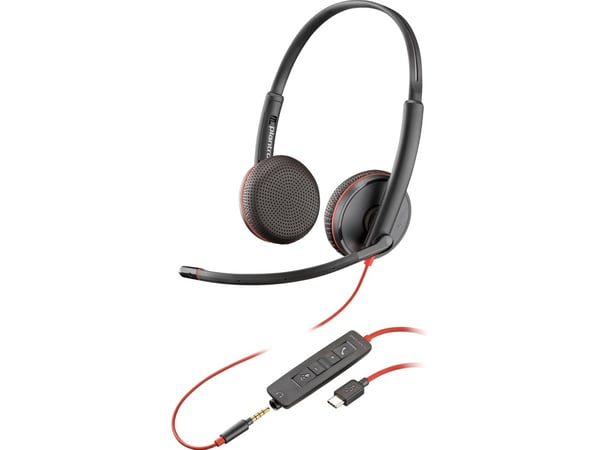 HP Poly Blackwire C3225 - Blackwire 3200 Series - hodesett - on-ear - kablet - USB-C, 3,5 mm jakk - svart - Skype Certified, Cisco Jabber Certified...