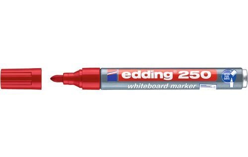 Edding 250, 1 kpl, Punainen, Pyöreä pää, Harmaa, Punainen, Muovi, Pyöreä
