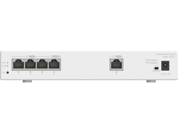 Huawei eKitEngine S380-L4P1T - Switch - Styrt - 1 x 10/100/1000 (PoE+) + 3 x 10/100/1000 - rackmonterbar - PoE+ (50 W)