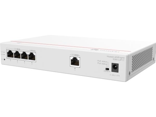 Huawei eKitEngine S380-L4P1T - Switch - Styrt - 1 x 10/100/1000 (PoE+) + 3 x 10/100/1000 - rackmonterbar - PoE+ (50 W)