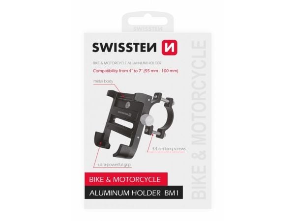 Swissten BM1, Mobiltelefon/smarttelefon, Sykkel/bil, Motorsykkel, Sort