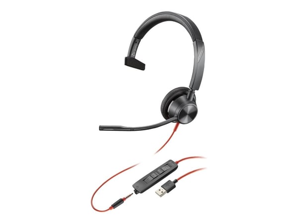 HP Poly Blackwire 3315 - Blackwire 3300 series - hodesett - on-ear - kablet - 3,5 mm jakk, USB-A - svart