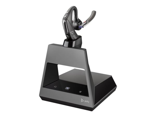 HP Poly Voyager 5200 UC - Hodesett - i øret - Bluetooth - trådløs, kablet - USB-A via Bluetooth-adapter - svart - Certified for Microsoft Teams
