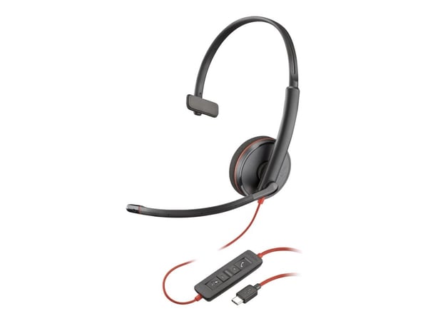 HP Poly Blackwire 3210 - Blackwire 3200 Series - hodesett - on-ear - kablet - USB-C - svart - Certified for Skype for Business, Cisco Jabber Certif...
