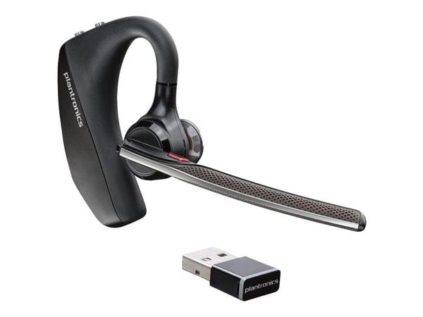 HP Poly Voyager 5200 UC - Hodesett - i øret - Bluetooth - trådløs, kablet - USB-A via Bluetooth-adapter - svart - Certified for Microsoft Teams