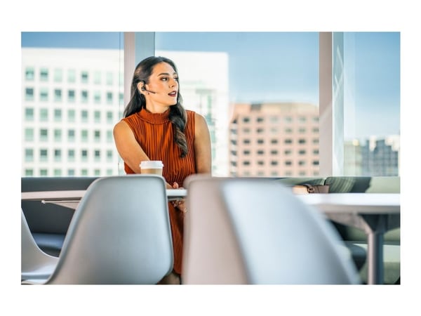 HP Poly Voyager 5200 UC - Hodesett - i øret - Bluetooth - trådløs, kablet - USB-A via Bluetooth-adapter - svart - Certified for Microsoft Teams