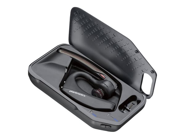 HP Poly Voyager 5200 UC - Hodesett - i øret - Bluetooth - trådløs, kablet - USB-A via Bluetooth-adapter - svart - Certified for Microsoft Teams