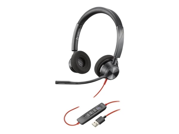 HP Poly Blackwire 3325 - Blackwire 3300 series - hodesett - on-ear - kablet - 3,5 mm jakk, USB-A - svart