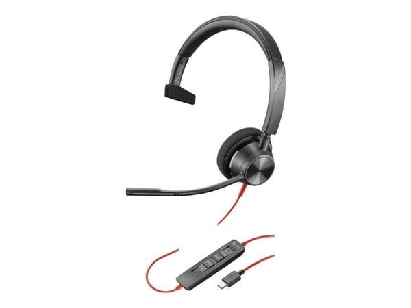 HP Poly Blackwire 3310-M - Blackwire 3300 series - hodesett - on-ear - kablet - USB-C, 3,5 mm jakk - svart - Certified for Microsoft Teams