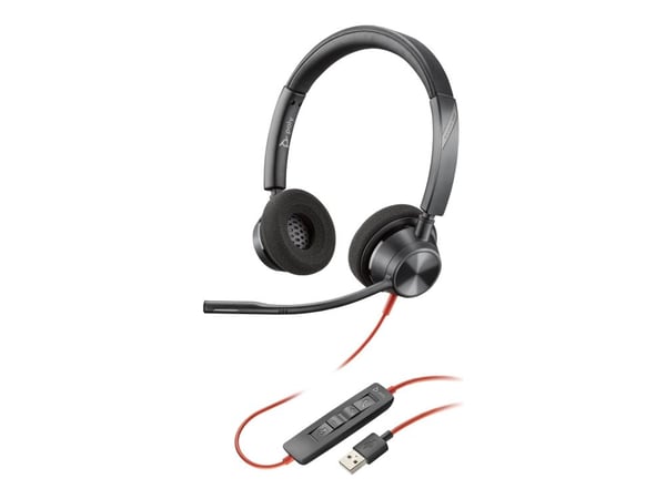 HP Poly Blackwire 3320 - Blackwire 3300 series - hodesett - on-ear - kablet - USB-A - svart