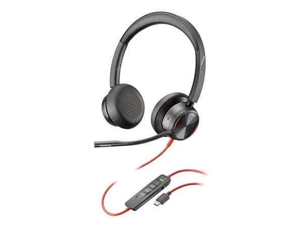 HP Poly Blackwire 8225 - Blackwire 8200 series - hodesett - on-ear - kablet - aktiv støydemping - USB-C - svart - Zoom Certified